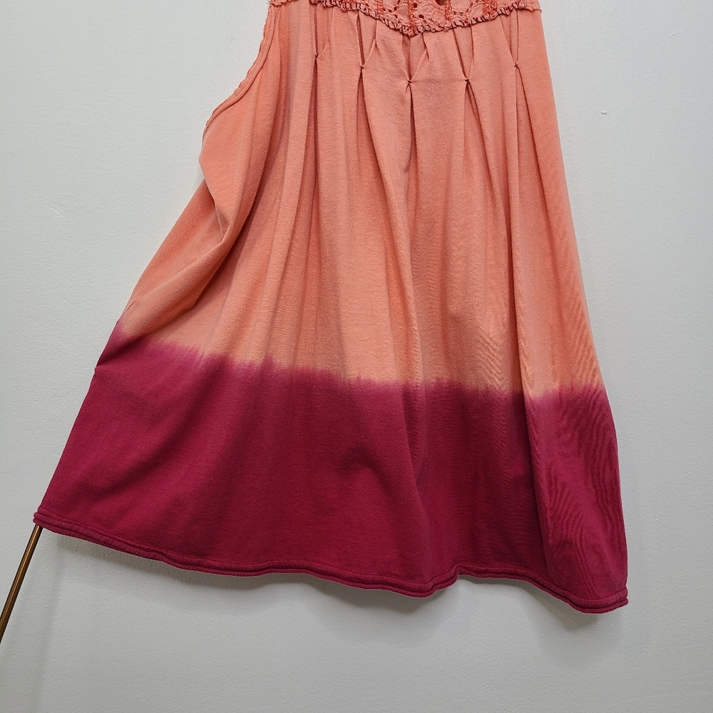 Free People Tank Top Dress Scoop Neck Tie Dye Bohemian Peach Red Size Smal - Picture 5 of 16